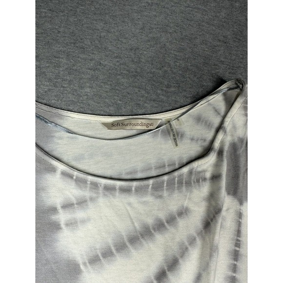 Soft Surroundings Womens Gray/White Tie Dye Long Sleeve Tunic Stretch Small Boho - Picture 3 of 6